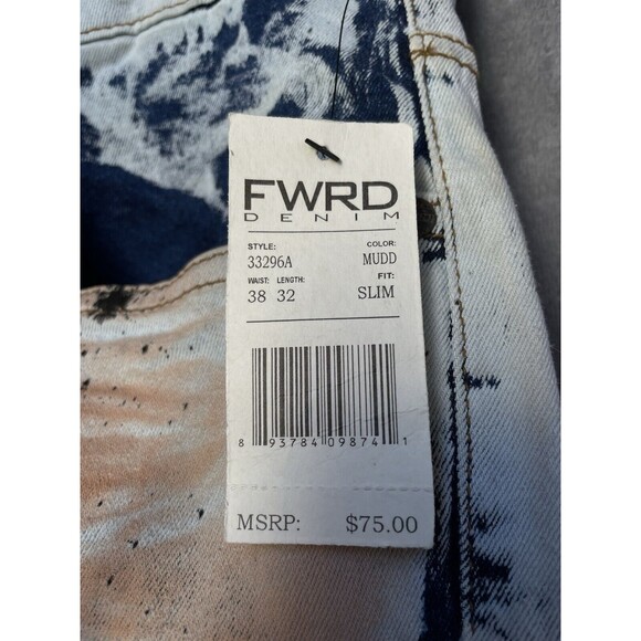 FWRD Paint Splatter Men’s Slim Fit Stretch Distressed Jeans Size 38x32 - Picture 6 of 13